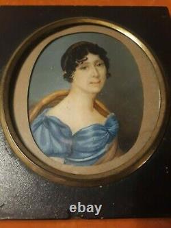 Mignature Portrait Of Grnade Woman Size Epoque Empire Debut 19th