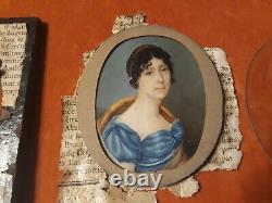 Mignature Portrait Of Grnade Woman Size Epoque Empire Debut 19th