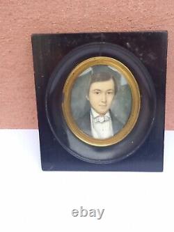 Miniature Paint Portrait Young Male Bourgeois Age 19th
