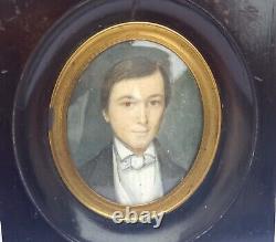 Miniature Paint Portrait Young Male Bourgeois Age 19th