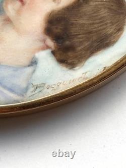 Miniature Painting Portrait of Twins Late 19th Century Signed Bocquenet