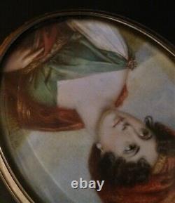 Miniature Quality Period Early 19th Century Portrait Of Mme De Stael Signed