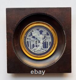 Miniature in Blue and White Porcelain, Wedgwood Style, 19th Century