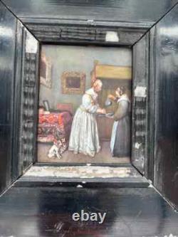 Miniature in the Dutch style of the 17th century, from the 19th century with interior scenes