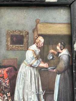 Miniature in the Dutch style of the 17th century, from the 19th century with interior scenes