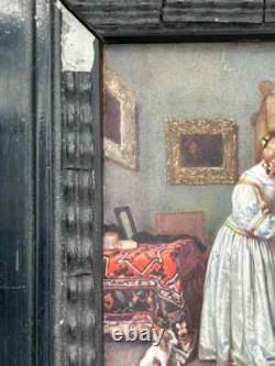 Miniature in the Dutch style of the 17th century, from the 19th century with interior scenes