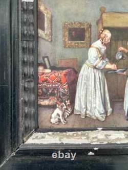 Miniature in the Dutch style of the 17th century, from the 19th century with interior scenes