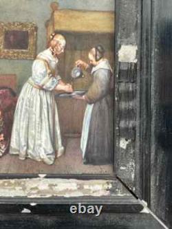 Miniature in the Dutch style of the 17th century, from the 19th century with interior scenes