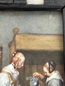 Miniature in the Dutch style of the 17th century, from the 19th century with interior scenes