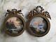 Miniature Landscape Paintings In Brass Frame From The 19th Century Signed By Virion