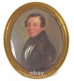 Miniature of a young man from the 19th century, gilded frame, medallion