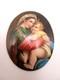 Miniature Oil Painting, &ldquo;the Virgin At The Chair,&rdquo; 19th Century, On Faience