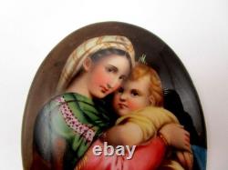 Miniature oil painting, “The Virgin at the Chair,” 19th century, on faience