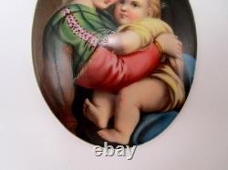 Miniature oil painting, “The Virgin at the Chair,” 19th century, on faience