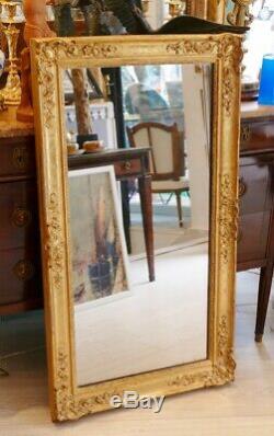 Mirror In Wood And Stucco Gilded, Restoration Period, Mercury Ice, Early XIX Èm