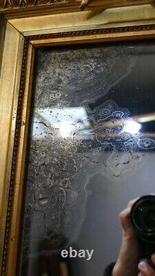 Mirror Louis XVI In Wood And Stuc Doré, Fronton In Noeud, Era Xixth