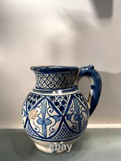 Moroccan Pitcher in Fez Faience, Late 19th/Early 20th Century
