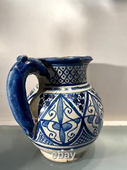 Moroccan Pitcher in Fez Faience, Late 19th/Early 20th Century
