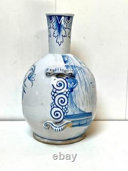 NEVERS ANCIENT LARGE BOTTLE GOURD EARTHENWARE 19th CENTURY DECORATION OF A CHERUB