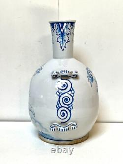 NEVERS ANCIENT LARGE BOTTLE GOURD EARTHENWARE 19th CENTURY DECORATION OF A CHERUB