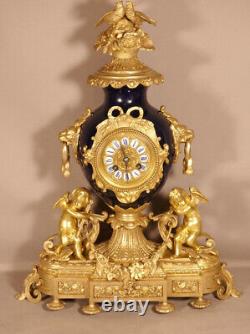 Napoleon III Blue Sevres Porcelain and Gilt Bronze Clock, 19th Century