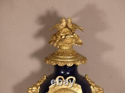 Napoleon III Blue Sevres Porcelain and Gilt Bronze Clock, 19th Century