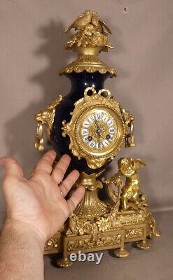 Napoleon III Blue Sevres Porcelain and Gilt Bronze Clock, 19th Century