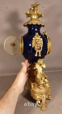 Napoleon III Blue Sevres Porcelain and Gilt Bronze Clock, 19th Century