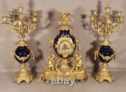 Napoleon III Blue Sevres Porcelain and Gilt Bronze Clock, 19th Century