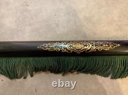 Napoleon III Carriage Curtain 19th Century with Gilded Marquetry Monogram