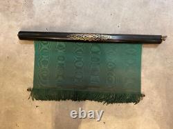Napoleon III Coach Curtain 19th Century with Gilded Marquetry Monogram