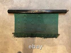 Napoleon III Era 19th Century Carriage Curtain with Gilded Marquetry Monogram