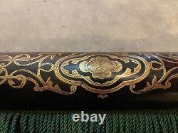 Napoleon III Era 19th Century Carriage Curtain with Gilded Marquetry Monogram