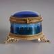 Napoleon Iii Era Blue Enamelled Glass And Bronze Jewelry Box Set 19th Century