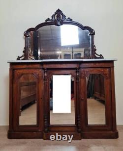 Napoleon III Period Breakfront in Walnut and 19th Century Marquetry