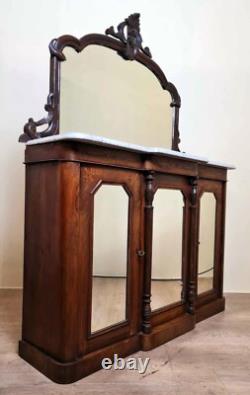 Napoleon III Period Breakfront in Walnut and 19th Century Marquetry