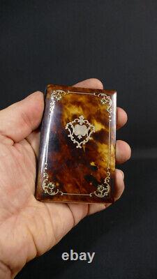 Napoleon III's Dance Card in Tortoiseshell Inlaid with Silver, 19th Century