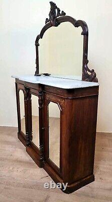 Napoleon III walnut and marquetry enfilade with stepped design 19th century