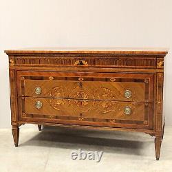 Neo-Classical Louis XVI Period Commode in Marquetry from 18th Century Italy