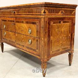 Neo-Classical Louis XVI Period Commode in Marquetry from 18th Century Italy