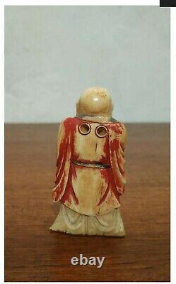 Netsuke Ancient Polychrome Ivory Meiji Era 19th Century