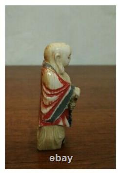 Netsuke Ancient Polychrome Ivory Meiji Era 19th Century