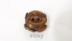 Netsuke Wood Decoration Faces Era 19th Century