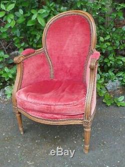 Nineteenth Time, Armchair Child Or Lady, Louis Xvi, Velvet