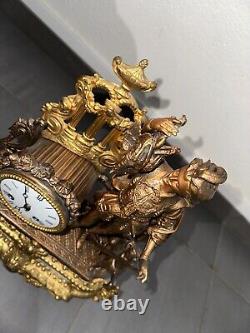 Nineteenth century gilded and marble pendulum depicting a hunting scene