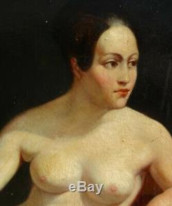 Nude Portrait Of Woman Oil On Panel Epoque Louis Philippe Nineteenth Century