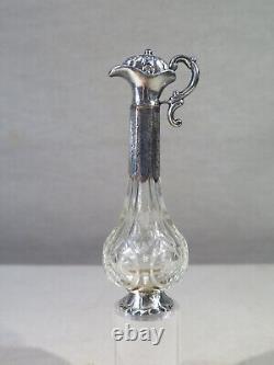 OLD CRYSTAL AND SILVER SALT OR PERFUME BOTTLE, MID-19TH CENTURY PITCHER