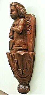 Oak Wood Sculpture Xixth Time, Angel Protector Of Sailors. 42 CM
