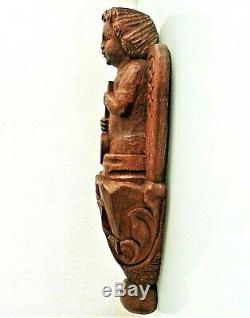 Oak Wood Sculpture Xixth Time, Angel Protector Of Sailors. 42 CM