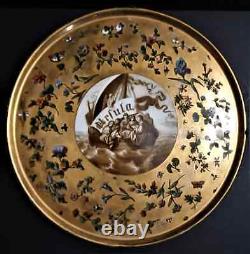 Offering Dish Porcelain Gold and Grisaille Saint Ursula 19th Century